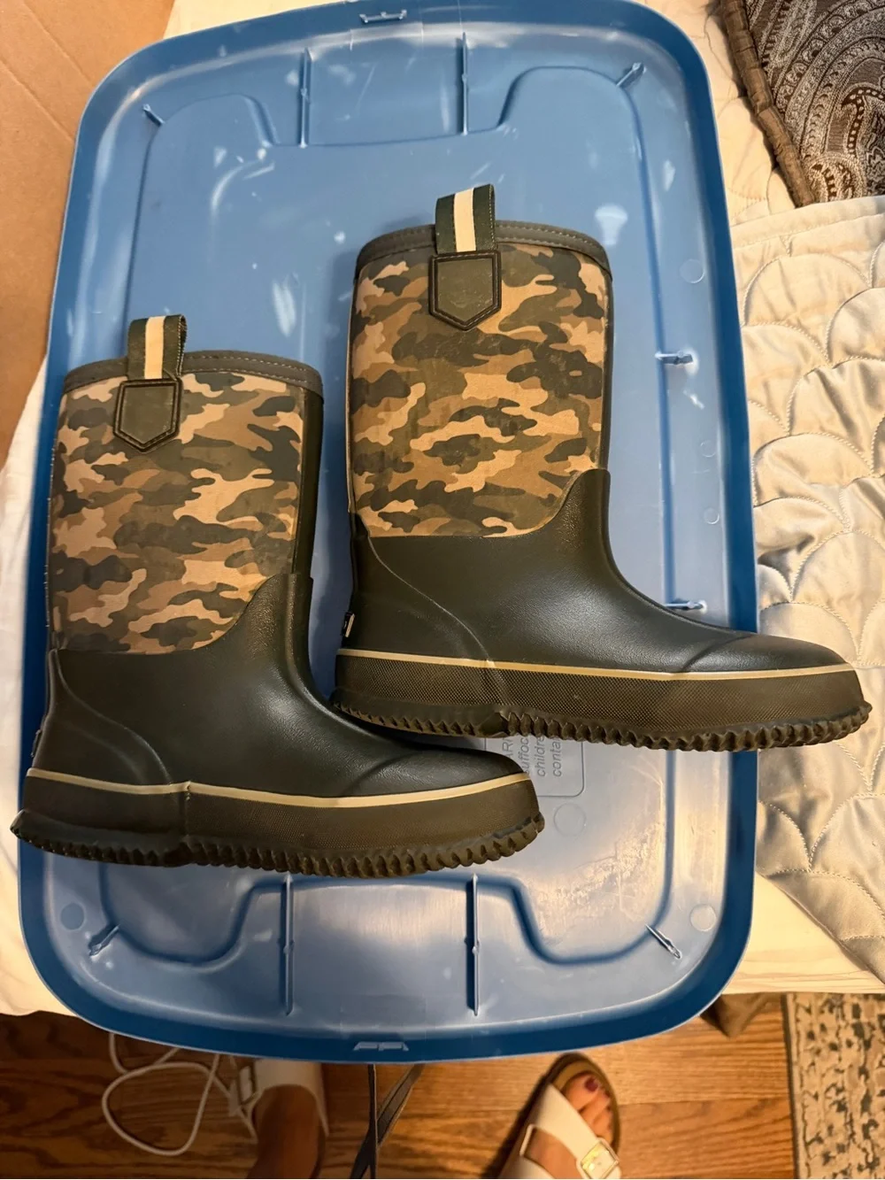 Lands' End Kids' Camo Rain & Snow Boots - Olive Green